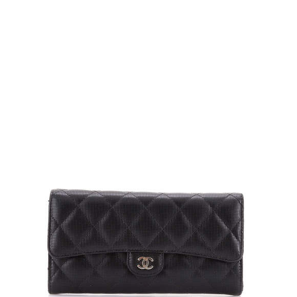 Chanel Long CC Gusset Classic Flap Wallet Pixel Effect Quilted Calfskin - Picture 1 of 7